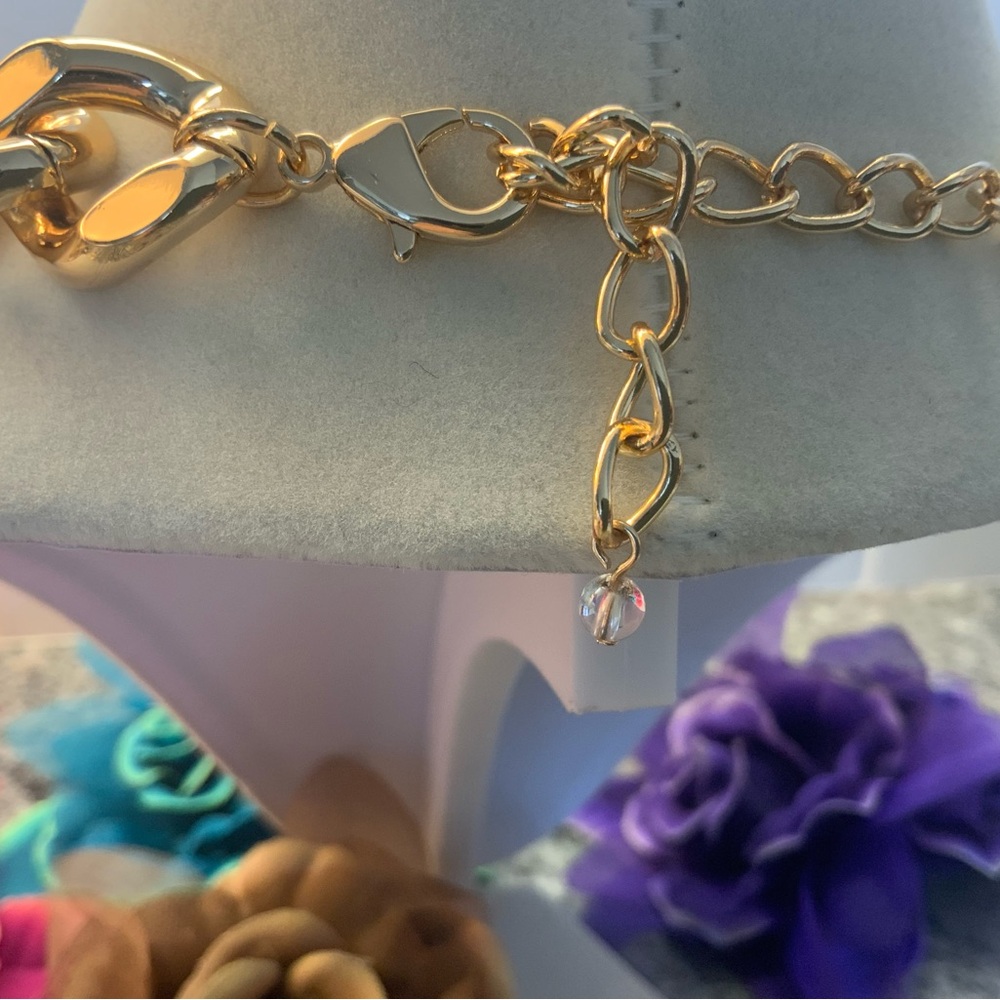 🎄NWOT SALE🎄FIRM Chunky cubic link 18k gold plated necklace Neiman Marcus. - Picture 5 of 7